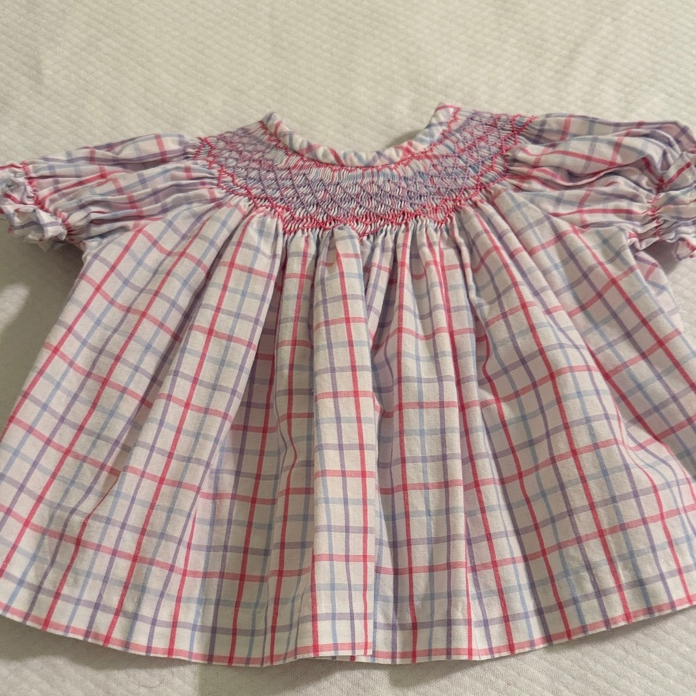 T.B.B.C. Pink & Lavender Smocked Plaid Baby Top